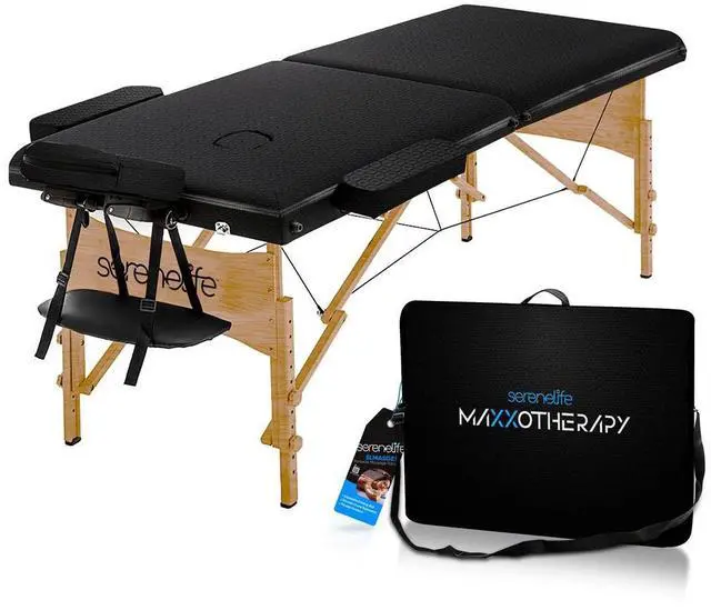 Main image of SereneLife Professional Portable Massage Table - Adjustable Folding Bed with 3 Sections & Carrying Bag (SLMASGE1)