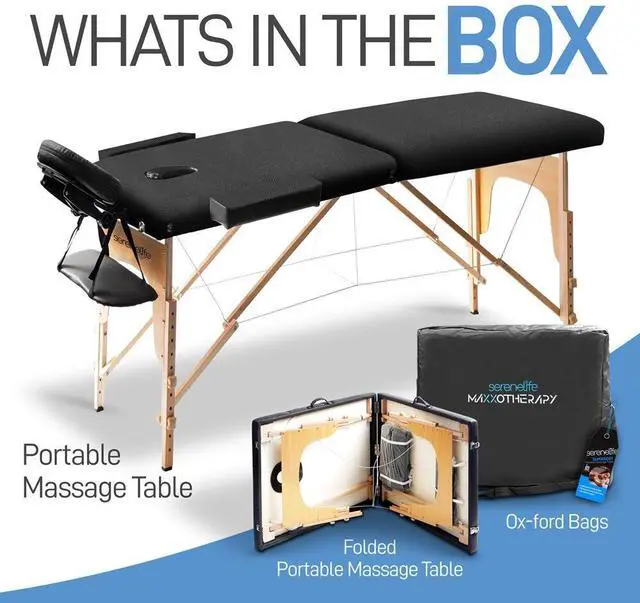 Alt view image 5 of 7 - SereneLife Professional Portable Massage Table - Adjustable Folding Bed with 3 Sections & Carrying Bag (SLMASGE1)
