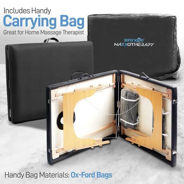 Alt view image 4 of 7 - SereneLife Professional Portable Massage Table - Adjustable Folding Bed with 3 Sections & Carrying Bag (SLMASGE1)