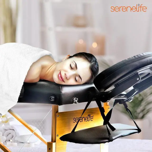 Alt view image 6 of 7 - SereneLife Professional Portable Massage Table - Adjustable Folding Bed with 3 Sections & Carrying Bag (SLMASGE1)