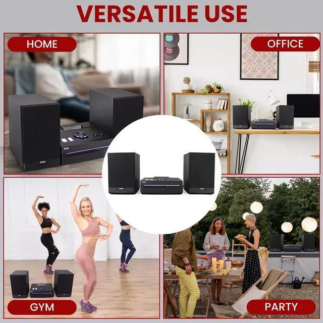 Alt view image 3 of 6 - Pyle 60W Home Stereo Shelf System - Bluetooth, CD Player, FM Radio, USB, SD, & Remote Control (PHSKR26)