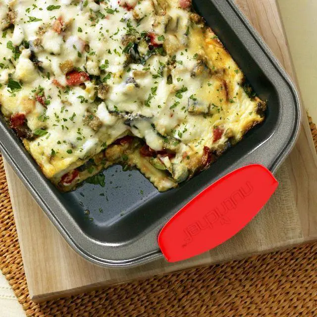 Alt view image 2 of 7 - NutriChef 8-Piece Non-Stick Carbon Steel Bakeware Set with Red Silicone Handles - Gray Coating (NCSBS8S)
