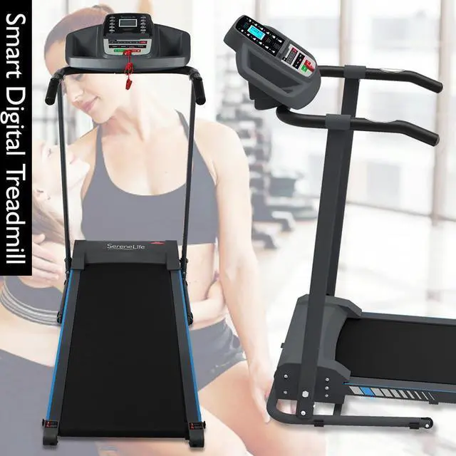Alt view image 3 of 7 - SereneLife Home Fitness Smart Digital Treadmill with Bluetooth App Sync & Fold-Away Design (SLFTRD20)