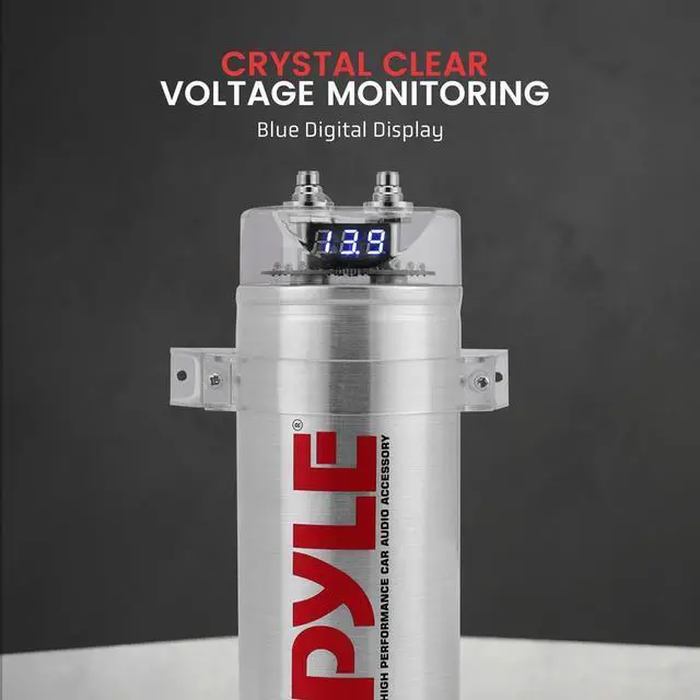 Alt view image 6 of 7 - Pyle 3.2 Farad Digital Power Capacitor - High-Performance Car Audio Accessory with Blue Digital Display (PLCAPE32)