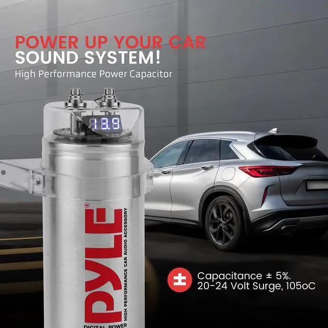 Alt view image 4 of 7 - Pyle 3.2 Farad Digital Power Capacitor - High-Performance Car Audio Accessory with Blue Digital Display (PLCAPE32)