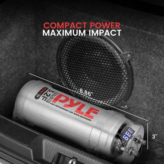 Alt view image 5 of 7 - Pyle 3.2 Farad Digital Power Capacitor - High-Performance Car Audio Accessory with Blue Digital Display (PLCAPE32)