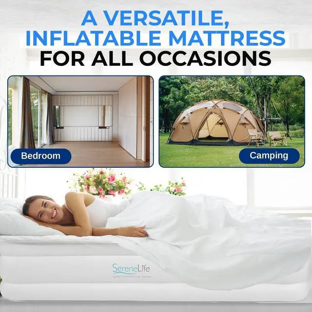 Alt view image 5 of 7 - SereneLife 18" Twin Raised Airbed - Elevated Inflatable Air Mattress with Built-in Pump (SLABTW53)