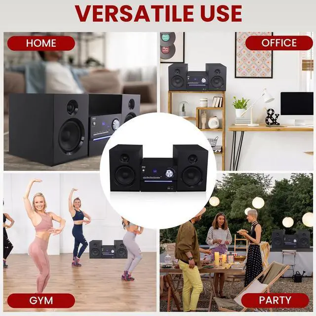 Alt view image 5 of 7 - Pyle 3-Piece Wireless Bluetooth Streaming Stereo System with MP3, USB, FM Radio, Bass Reflex Speaker & Remote Control (PHSKR20)