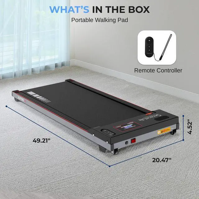 Alt view image 4 of 7 - SereneLife Portable Walking Pad - 2.5HP Electric Digital Low-Speed Fitness with Smart Speed Control for Home & Office (SLFTRD12)