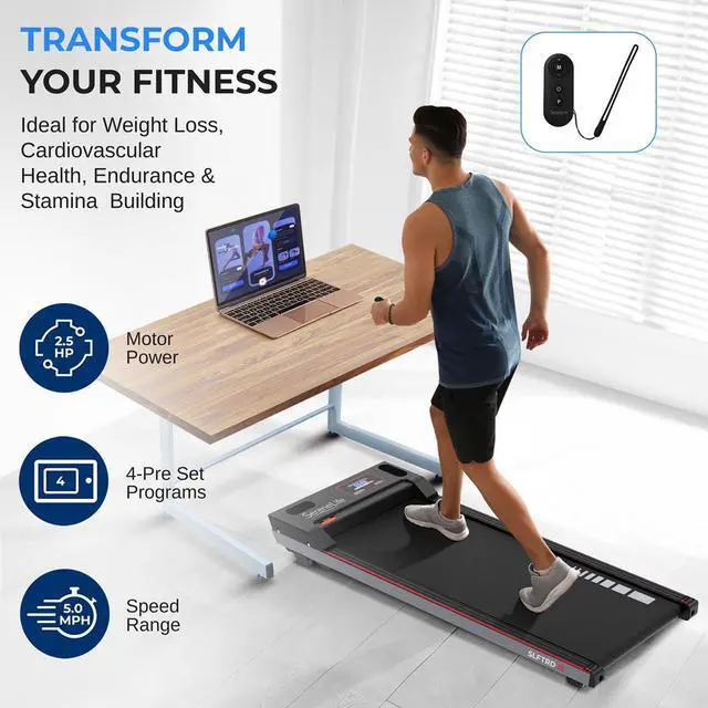 Alt view image 6 of 7 - SereneLife Portable Walking Pad - 2.5HP Electric Digital Low-Speed Fitness with Smart Speed Control for Home & Office (SLFTRD12)