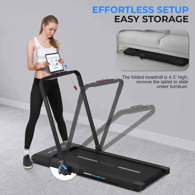 Alt view image 7 of 7 - SereneLife Folding Motorized Treadmill - 2.5HP Digital Smart Running Machine with Bluetooth & LED Display (SLFOLD20)