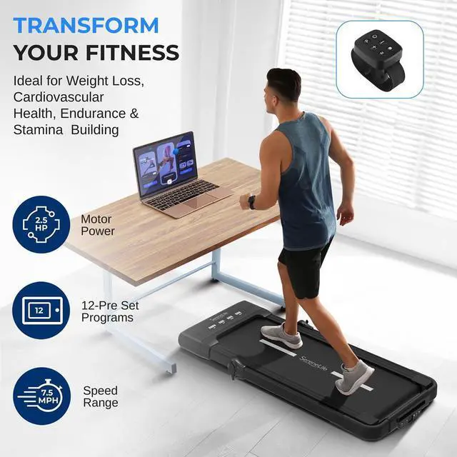 Alt view image 5 of 7 - SereneLife Folding Motorized Treadmill - 2.5HP Digital Smart Running Machine with Bluetooth & LED Display (SLFOLD20)