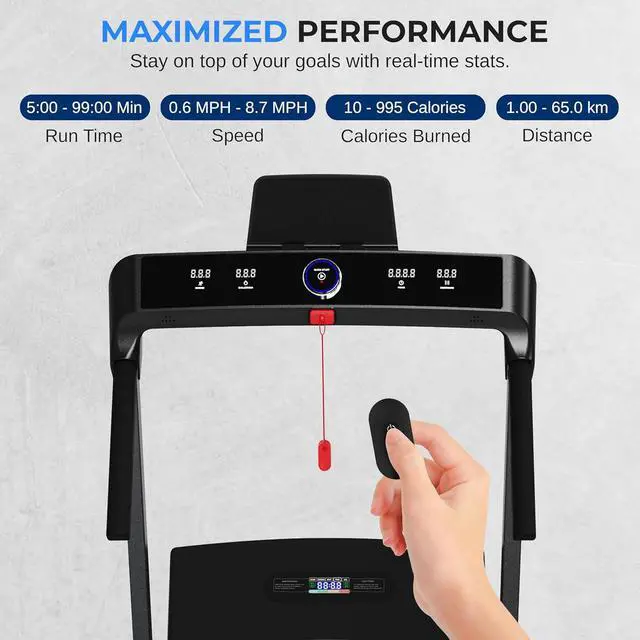 Alt view image 6 of 7 - SereneLife Folding Motorized Treadmill - 2.5HP Electric Smart Running Machine with Bluetooth & LED Display (SLFOLD30)