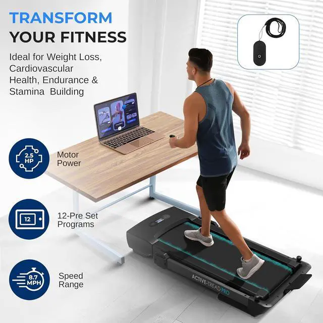 Alt view image 3 of 7 - SereneLife Folding Motorized Treadmill - 2.5HP Electric Smart Running Machine with Bluetooth & LED Display (SLFOLD30)