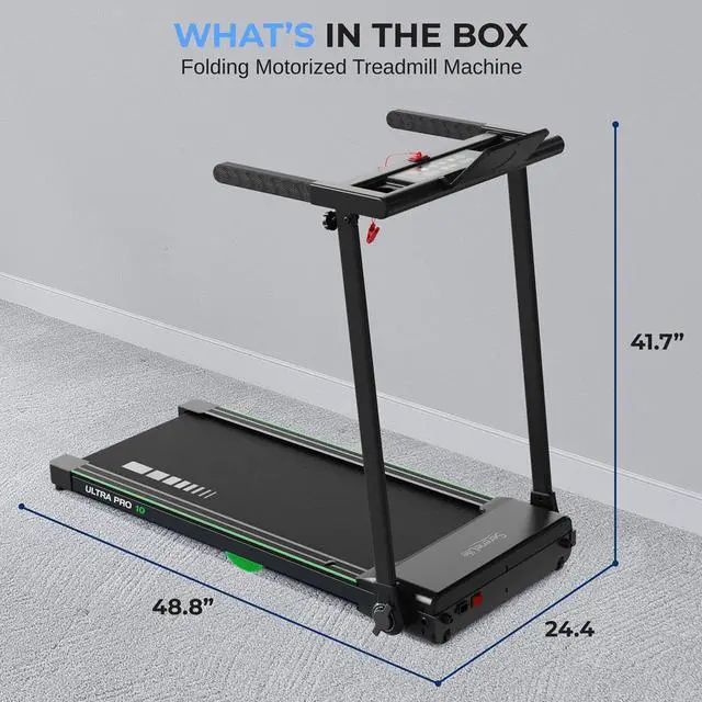 Alt view image 6 of 7 - SereneLife Folding Motorized Treadmill - 2.5HP Digital Running Machine with Bluetooth & LED Display (SLFOLD10)