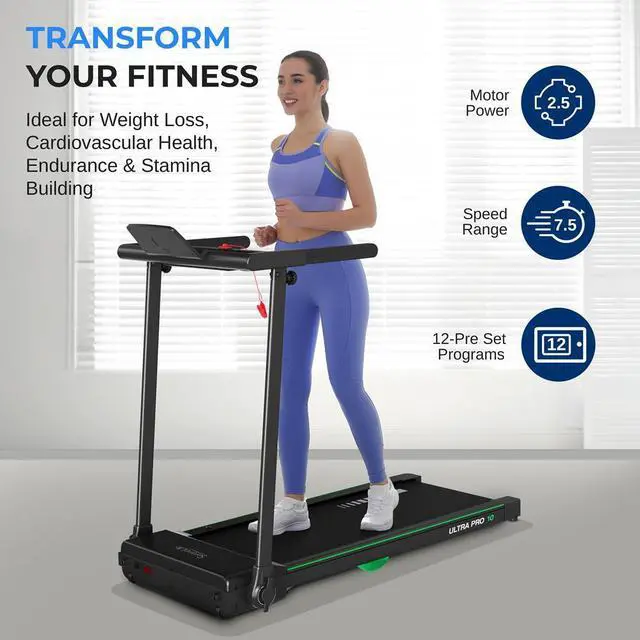 Alt view image 7 of 7 - SereneLife Folding Motorized Treadmill - 2.5HP Digital Running Machine with Bluetooth & LED Display (SLFOLD10)
