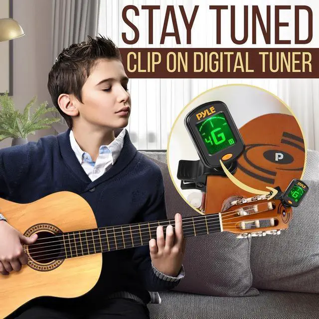 Alt view image 3 of 7 - Pyle Classic Style Junior Scale Guitar - 30" with Digital Tuner & Accessories (PGACLS30)