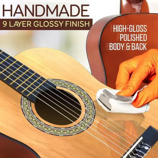 Alt view image 3 of 7 - Pyle Classic Style 34" Guitar - 6-String with Digital Tuner & Accessories (PGACLS40)