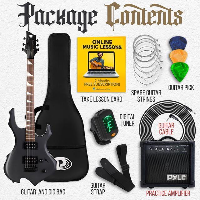 Alt view image 2 of 7 - Pyle 6-String Electric Guitar Kit - Includes Amplifier & Accessory Set (PMGTRKT101)