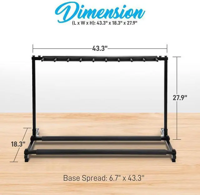 Alt view image 6 of 7 - Pyle 9-Space Foldable Guitar Rack - Multi-Instrument Floor Stand Holder (PGST93)