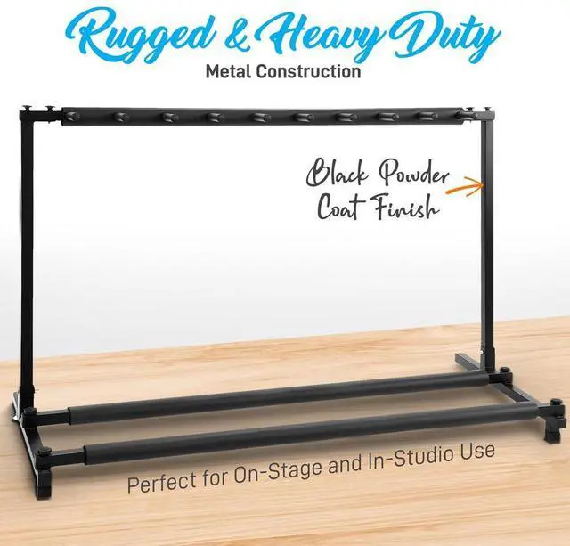 Alt view image 5 of 7 - Pyle 9-Space Foldable Guitar Rack - Multi-Instrument Floor Stand Holder (PGST93)