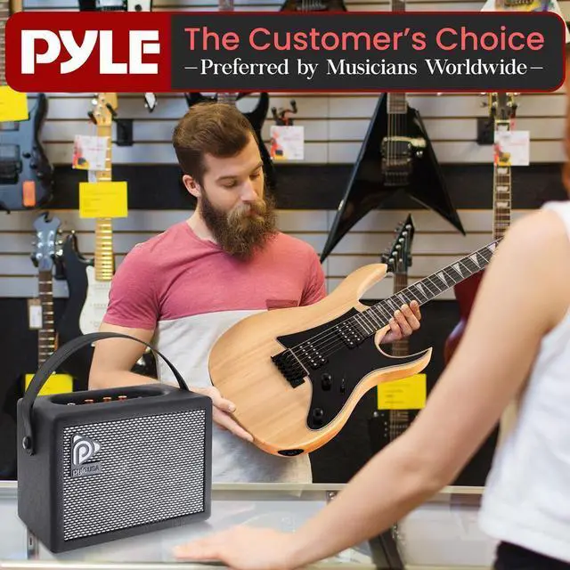 Alt view image 6 of 7 - Pyle 38.7" Prog Rock Electric Guitar & Amp Kit - Natural - PEGKT781N