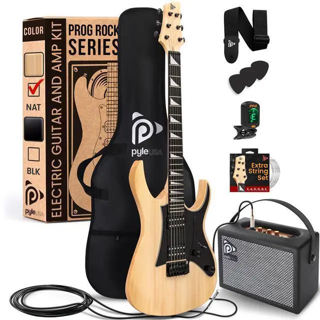 Main image of Pyle 38.7" Prog Rock Electric Guitar & Amp Kit - Natural - PEGKT781N