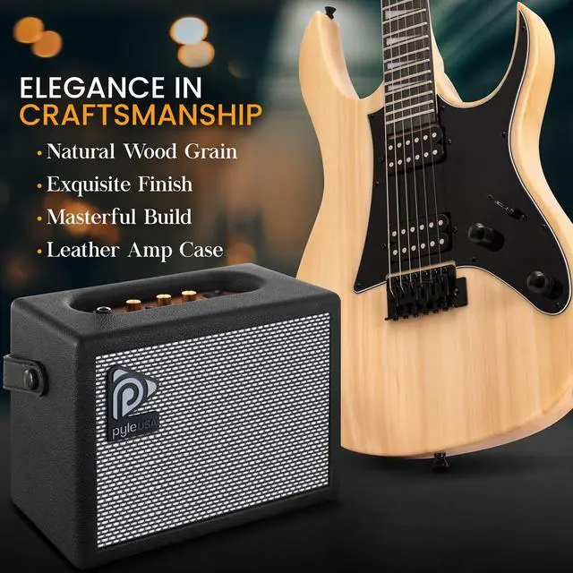 Alt view image 4 of 7 - Pyle 38.7" Prog Rock Electric Guitar & Amp Kit - Natural - PEGKT781N