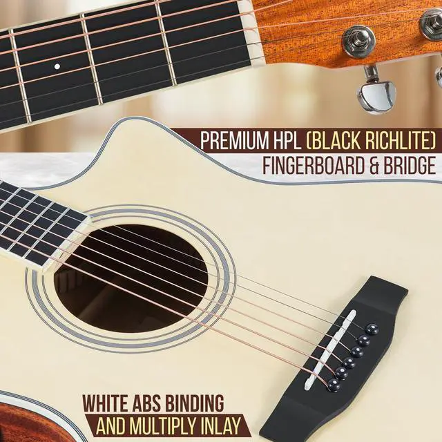 Alt view image 6 of 7 - Pyle 41" 6-String Electric Acoustic Guitar Kit - Natural Matte - PEAG200