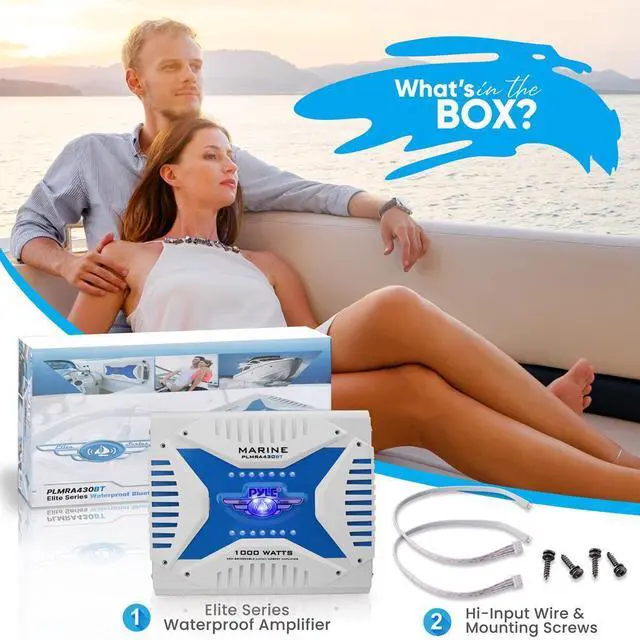 Alt view image 6 of 7 - Pyle 4-Channel Elite Bluetooth Marine Amplifier - 1000W - PLMRA430BT