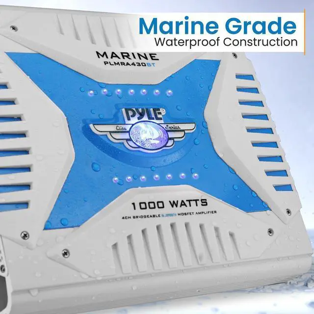 Alt view image 3 of 7 - Pyle 4-Channel Elite Bluetooth Marine Amplifier - 1000W - PLMRA430BT