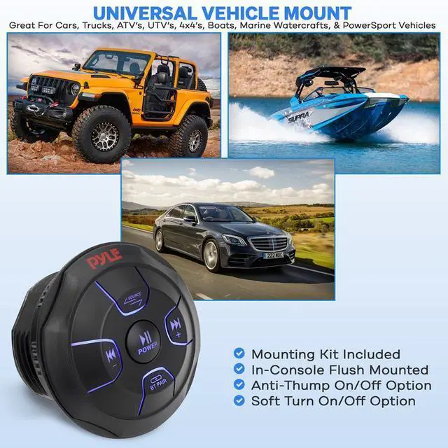Alt view image 3 of 7 - Pyle Wireless Bluetooth Audio Controller - Waterproof Marine Receiver - PLMRBTRD1