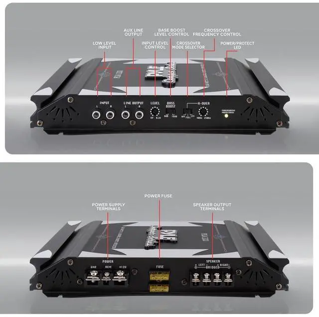 Alt view image 6 of 7 - Pyle 2-Channel Bridgeable MOSFET Car Amplifier - PLA2200, 1400W, Slim Design