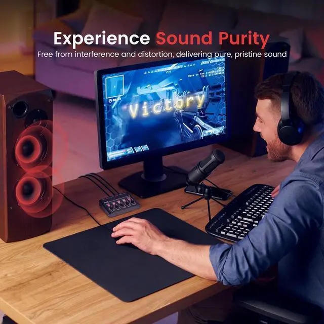 Alt view image 7 of 7 - Pyle 4-Channel Wireless Bluetooth Streaming Mini Line Mixer with USB Audio Interface - PMAX4