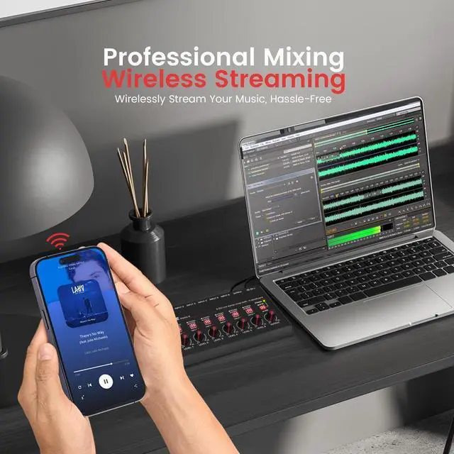 Alt view image 4 of 7 - Pyle 6-Channel Wireless Bluetooth Streaming Mini Line Mixer with USB Audio Interface - PMAX6