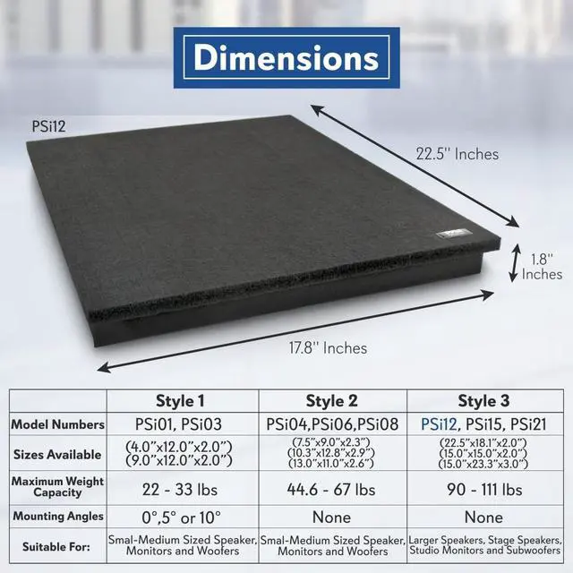 Alt view image 2 of 5 - Pyle Pro Audio PA Speaker Platform Pad - Sound Isolation Absorbing Stage Speaker Platform Base (22.5 x 17.8) - PSI12