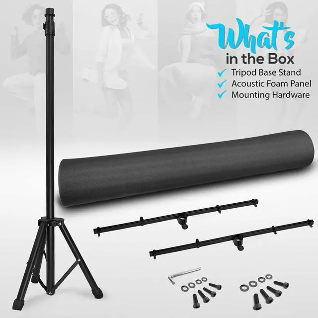 Alt view image 5 of 7 - Pyle Studio Sound Absorbing Isolation Panel - Acoustic Foam with Stand (PSIP24)