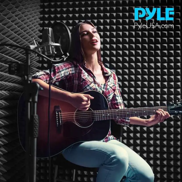 Alt view image 4 of 7 - Pyle Studio Sound Absorbing Isolation Panel - Acoustic Foam with Stand (PSIP24)