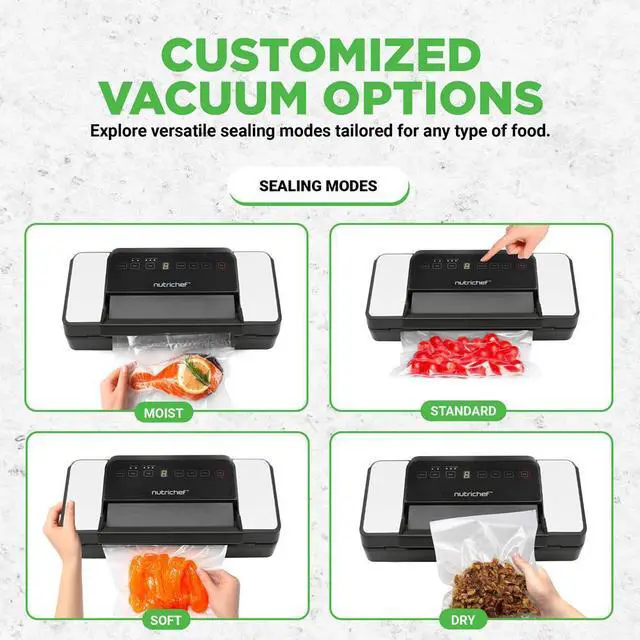 Alt view image 5 of 7 - NutriChef Deluxe Vacuum Sealer - Automatic Food Preserver with Double Sealing Function (PKVS90BK, Black)