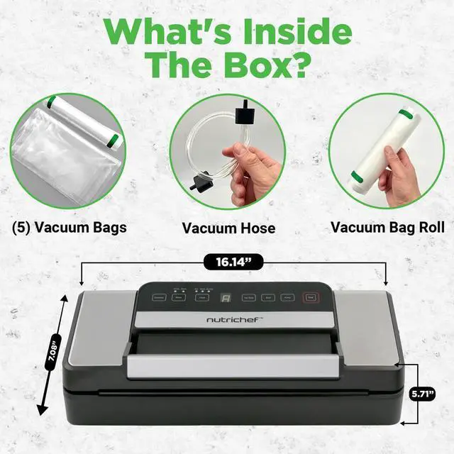 Alt view image 6 of 7 - NutriChef Deluxe Vacuum Sealer - Automatic Food Preserver with Easy-Lock Handle (PKVS90STS, Black & Silver)