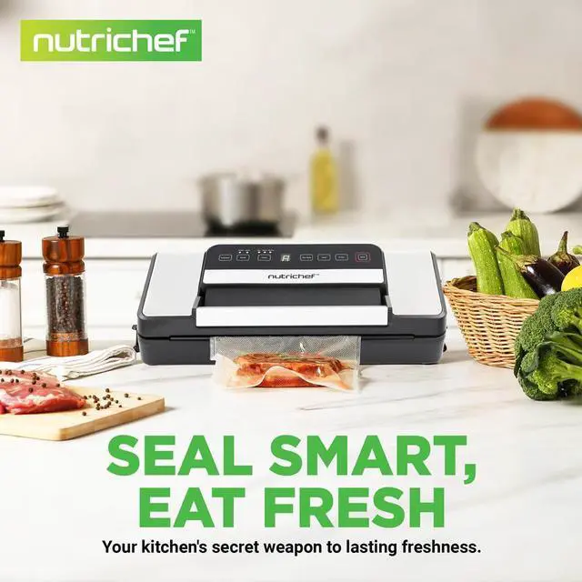 Alt view image 2 of 7 - NutriChef Deluxe Vacuum Sealer - Automatic Food Preserver with Easy-Lock Handle (PKVS90STS, Black & Silver)