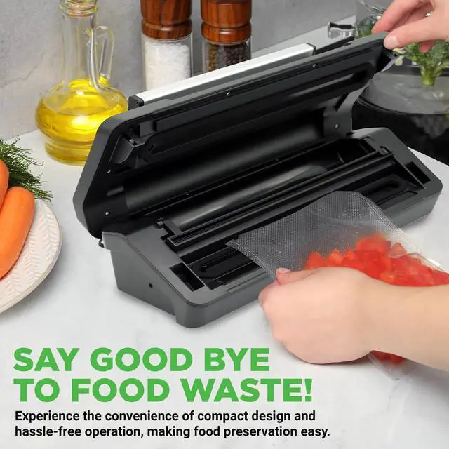 Alt view image 4 of 7 - NutriChef Deluxe Vacuum Sealer - Automatic Food Preserver with Easy-Lock Handle (PKVS90STS, Black & Silver)