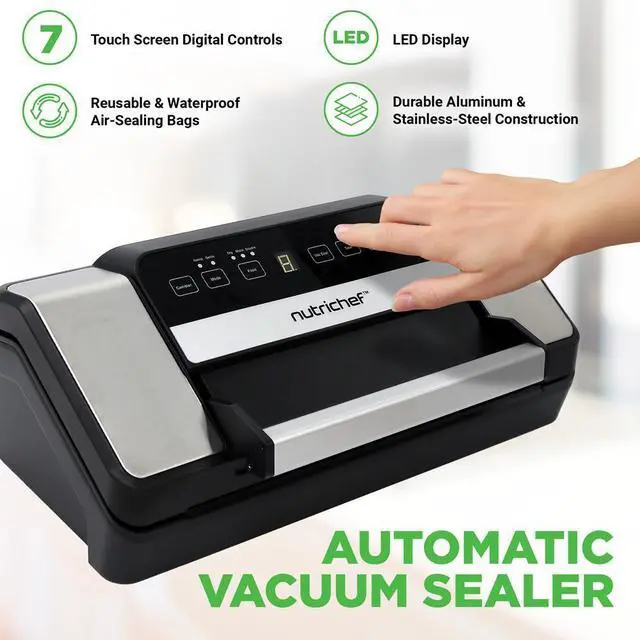 Alt view image 5 of 7 - NutriChef Deluxe Vacuum Sealer - Automatic Food Preserver with Easy-Lock Handle (PKVS90STS, Black & Silver)