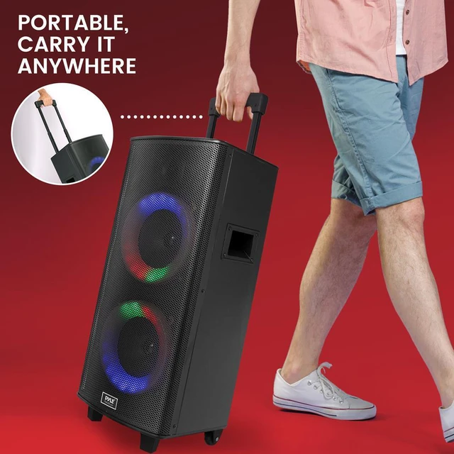 Pyle Dual 8 Portable Wireless Bluetooth PA Speaker - 700W, LED, Mic ...