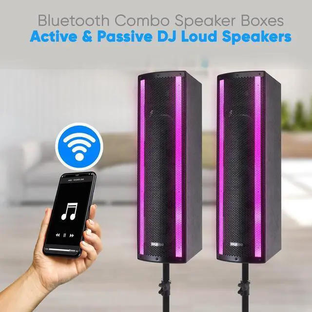 Alt view image 7 of 7 - Pyle 3 x 6.5 Bluetooth DJ Combo Speaker System - 2000W, RGB Lights, Tripod Stands (PS65ACT)