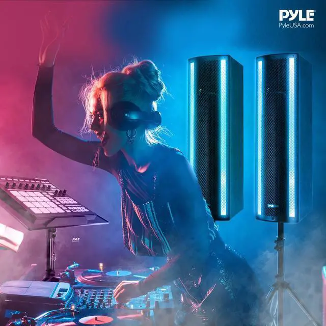 Alt view image 5 of 7 - Pyle 3 x 6.5 Bluetooth DJ Combo Speaker System - 2000W, RGB Lights, Tripod Stands (PS65ACT)