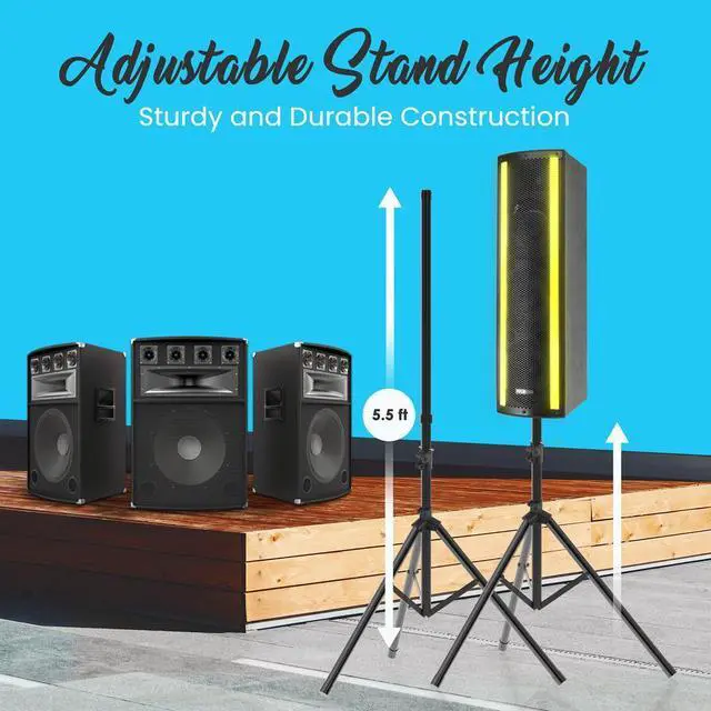 Alt view image 2 of 7 - Pyle 3 x 6.5 Bluetooth DJ Combo Speaker System - 2000W, RGB Lights, Tripod Stands (PS65ACT)