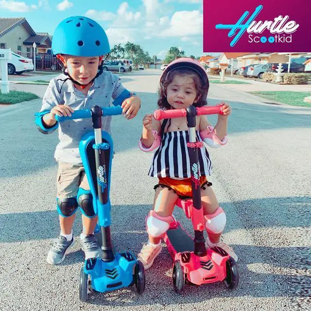 Alt view image 6 of 7 - Hurtle ScootKid 3-Wheel Kids Scooter - LED Wheels, Fold-Out Seat, Ages 1+ (HURLEX)