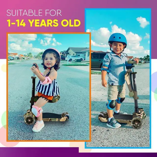 Alt view image 2 of 7 - Hurtle ScootKid 3-Wheel Kids Scooter - LED Wheels, Fold-Out Seat, Ages 1+ (HURLEX)