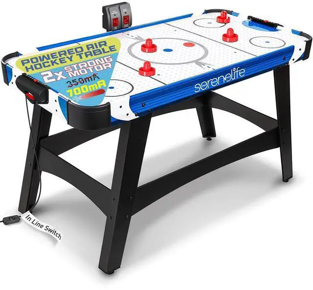 Main image of SereneLife 54" Air Hockey Table for Game Room - Digital LED Scoreboard, 12V Motor, 2 Pucks & 2 Pushers (SLARHKY54)